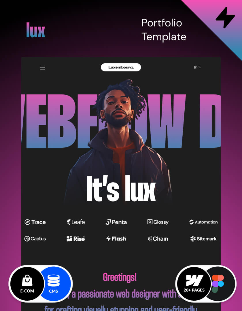 Webflow Porfolio template for freelancers, made in Webflow