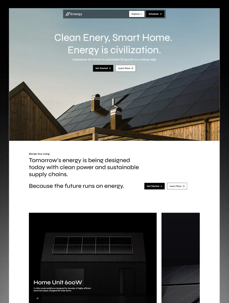 Webflow template for Solar and renewable energy designed by Wedoflow and Modulify