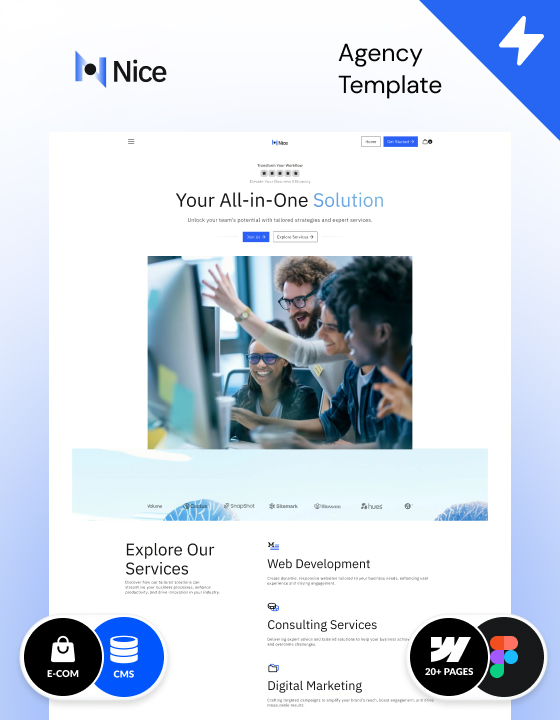 Webflow Agency template designed with Modulify, by Azwedo and Wedoflow