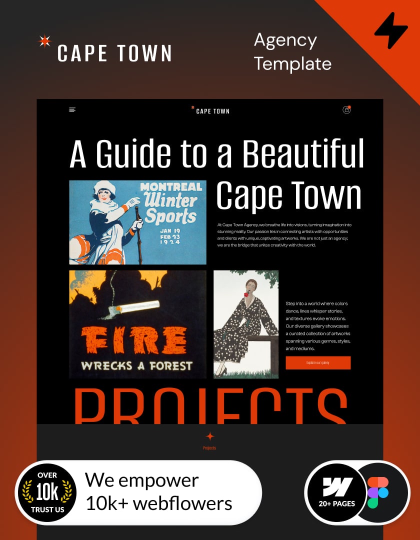 Dark theme Webflow template for agency – Cape Town