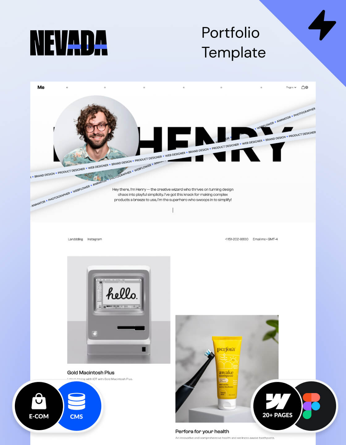 Webflow portfolio template for designers and freelancers, made in Webflow by Wedoflow