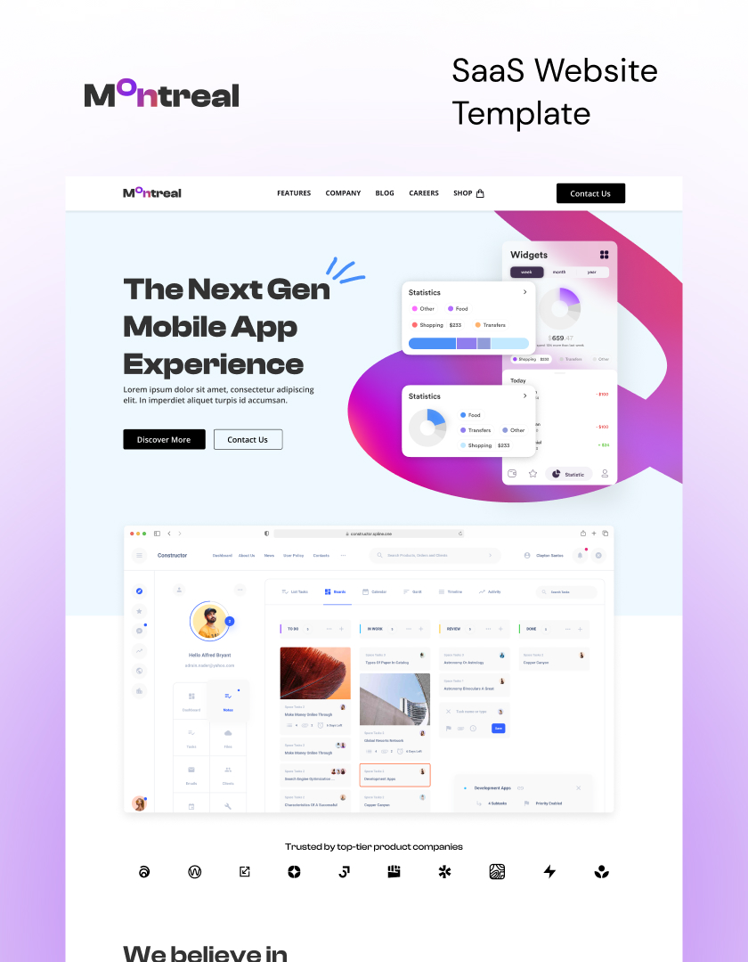 Creative and unique Webflow saas template, with CMS and Ecommerce, made in Webflow