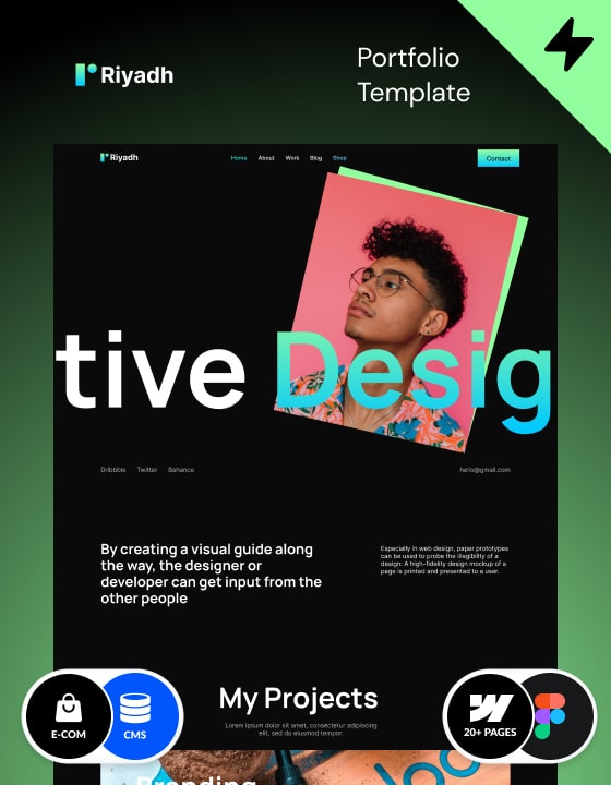 Webflow Portfolio template – Riyadh. Personal portfolio example