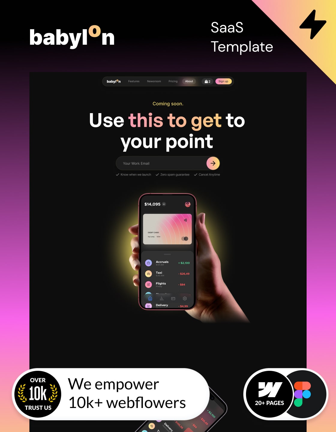 Webflow SaaS template designed by Azwedo and made in Webflow