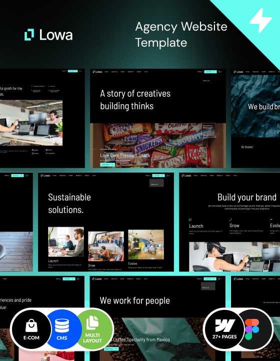 Webflow Agency template – Lowa, made in Webflow template. Designed by Wedoflow and Azwedo