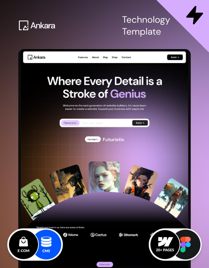 Webflow template for startups, with CMS and Ecommerce, made in Webflow