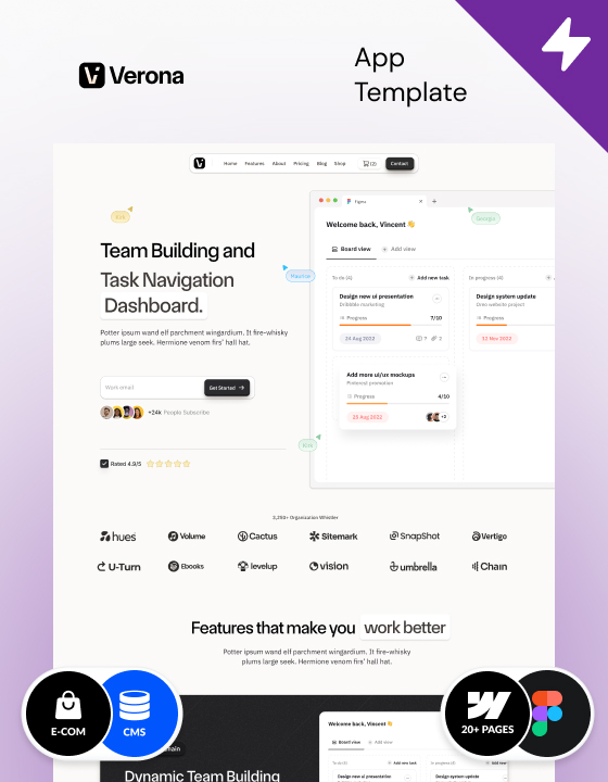 Webflow App template – Verona, made in Webflow