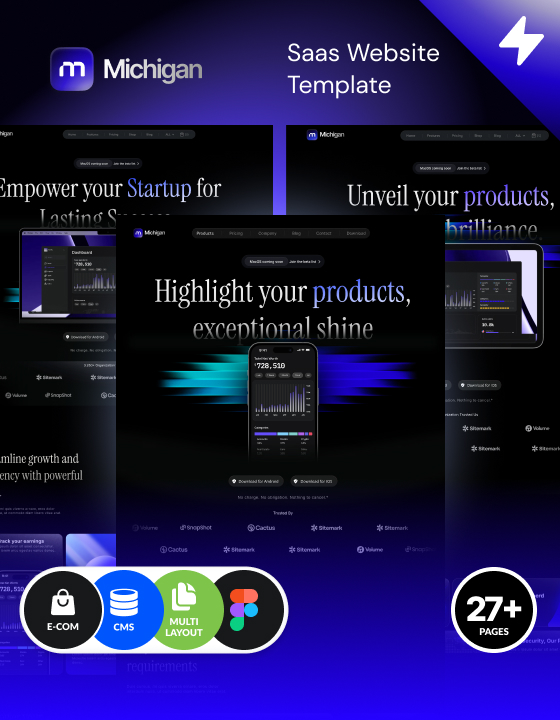 Multilayout Webflow SaaS Template – Michigan