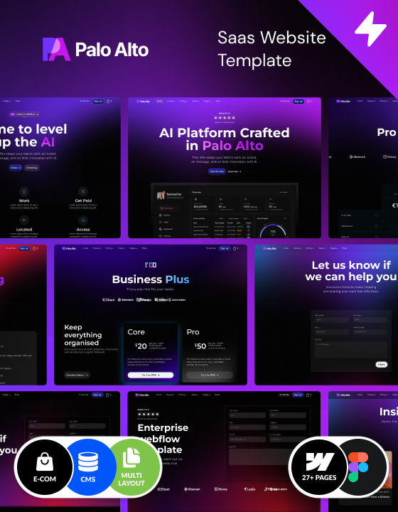 Premium Webflow SaaS template – Palo Alto, made in Webflow by Wedoflow