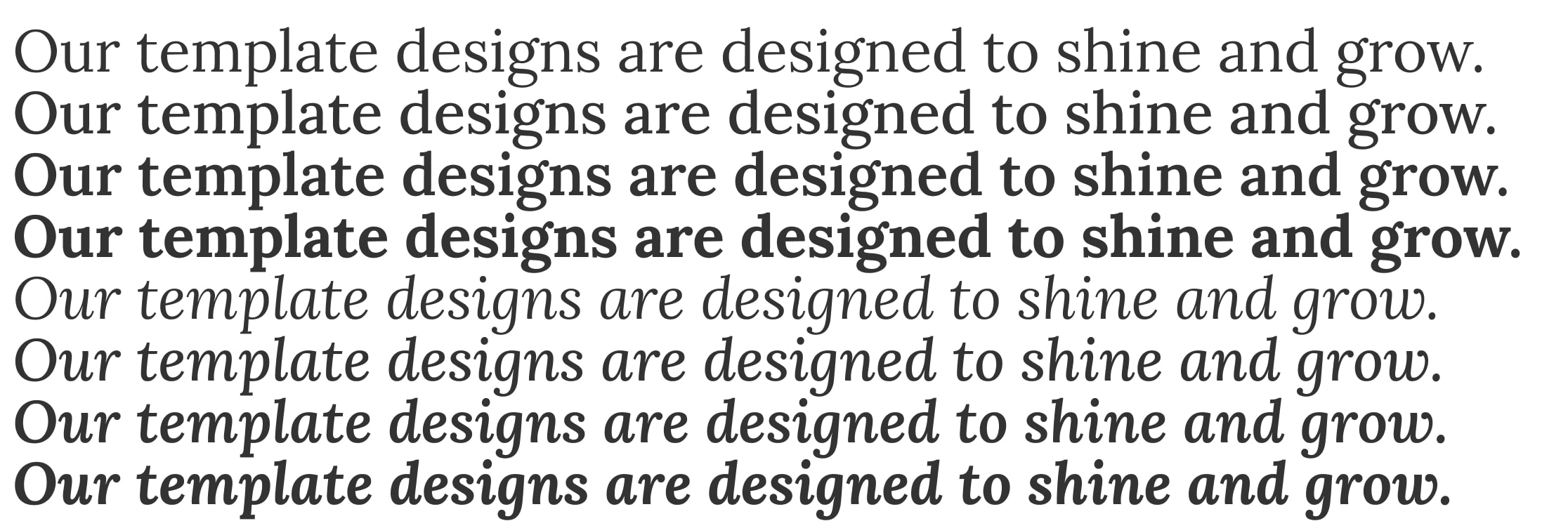 lora font style expressed in an example