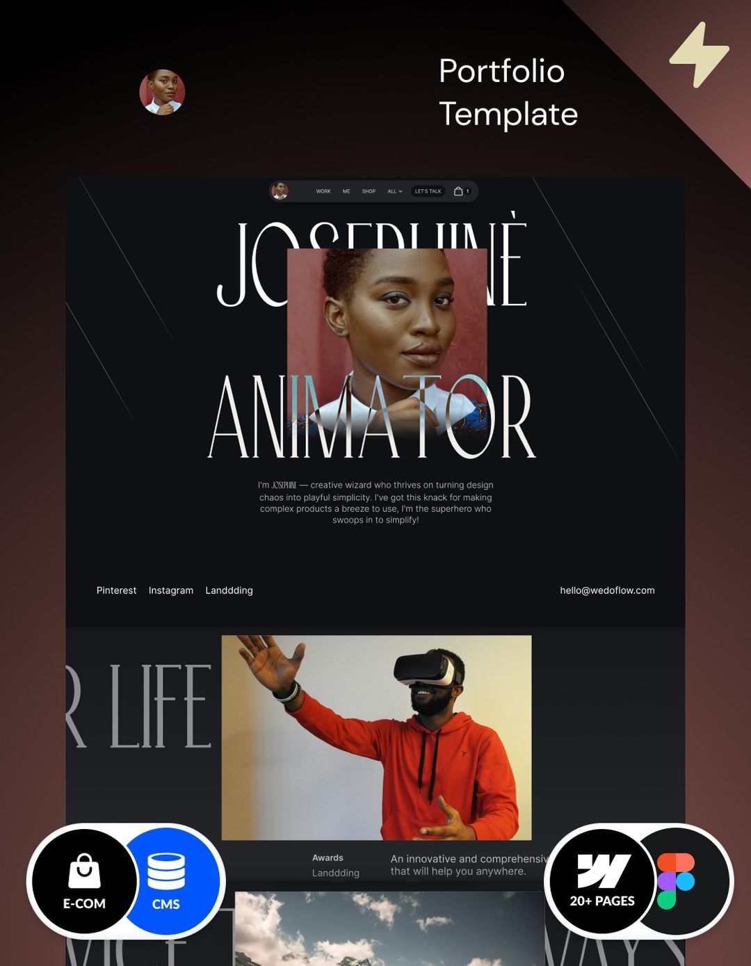 Premium Webflow portfolio template for freelancers and designers