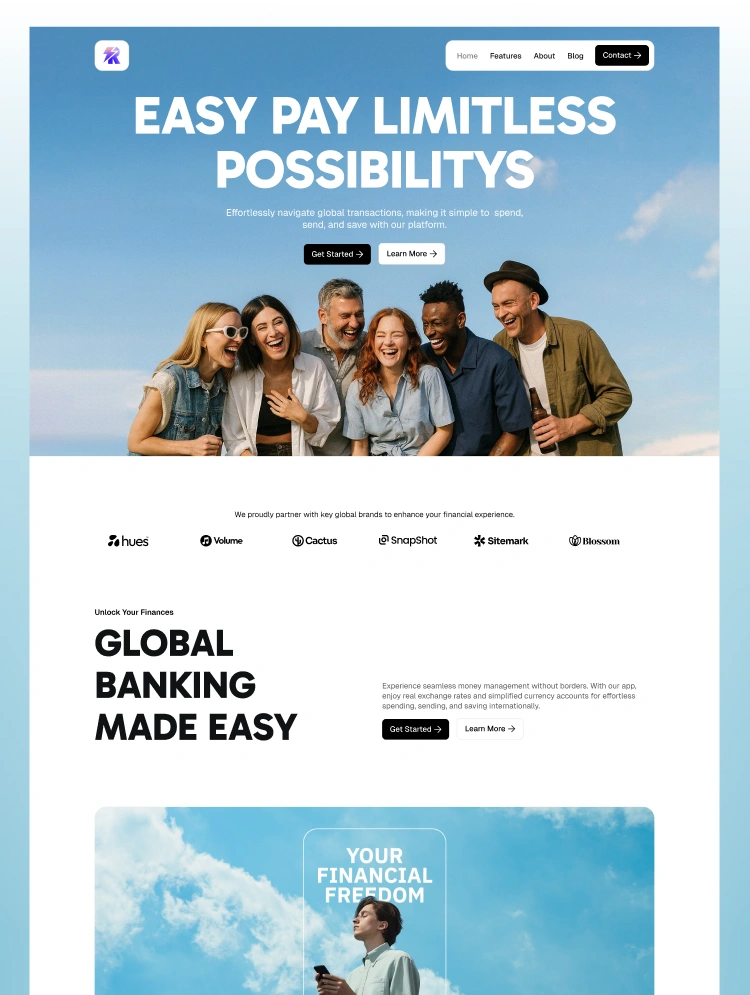 Webflow template for finance businesses designed by Azwedo and Modulify