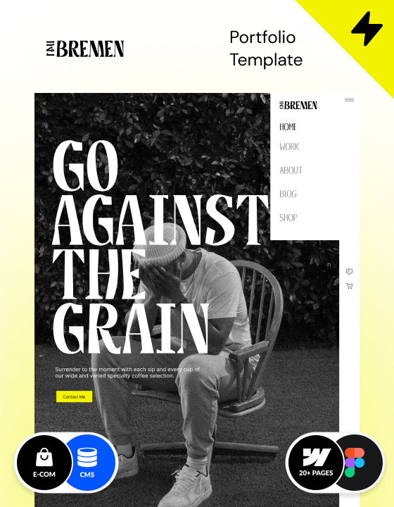 Webflow portfolio template, made in Webflow by Azwedo and Wedoflow